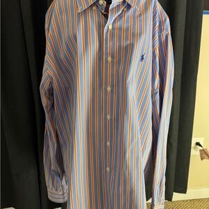 Men's Striped Blue and Orange Shirt